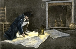 French History Prints: Napoleon planning a battle
