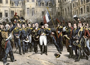 French History Prints: Napoleons farewell to the Imperial Guard at Fontainebleau Palace
