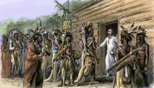 Log Cabin Gallery: Natchez War on French settlers, Mississippi, 1729