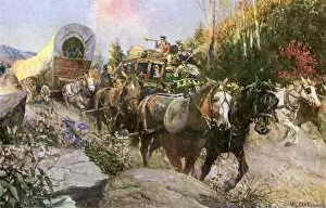 Illinois Gallery: National Road wagons and stagecoach traffic