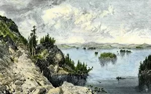 Lake Gallery: Native American canoe on Lake Champlain