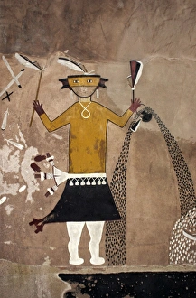 Pre Columbian Prints: Native American ceremonial figure with rain