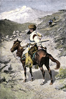 Montana Prints: Native American trapper in the Rocky Mountains of the Northwest