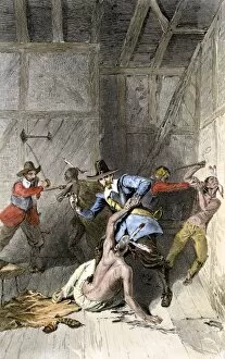 Native Americans battling Plymouth colonists, 1620s