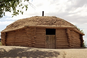 Navajo hogan with the door facing east in the traditional way