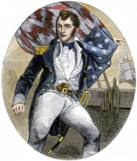 Great Lakes Prints: US Navy Commander Oliver Hazard Perry during the Battle of Lake Erie