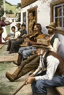 Musician Gallery: Neighborhood concert in a French-Canadian village, 1900