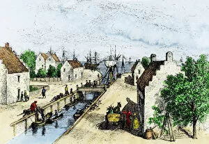 New Netherlands Gallery: New Amsterdam canal, 1600s