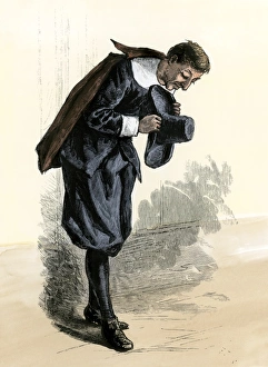 New England Puritan man bowing his head