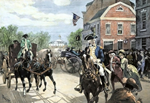 Federal Hall Gallery: New York City on the day of Washingtons first inauguration