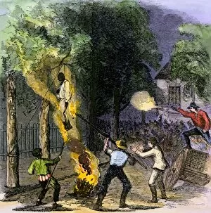 Arson Collection: New York draft rioters murdering a black man, 1863