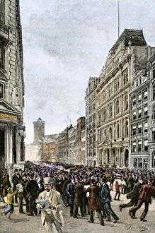 Stock Exchange Gallery: New York financial district during a crisis, 1800s