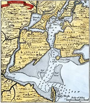 Manhattan Gallery: New York harbor chart, 1733