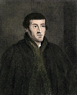Italy Prints: Nicolaus Copernicus. Hand-colored engraving of a portrait