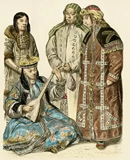 Embroidery Collection: North-central Asian people in traditional attire