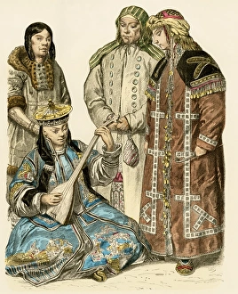 Musical Instrument Gallery: North-central Asian people in traditional attire