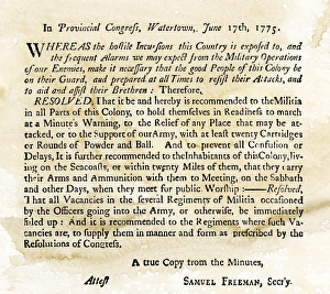 Colonial Prints: Notice to the militia to be ready to act at a minutes warning