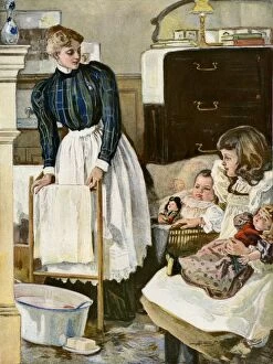 Home life Collection: Nursery in a well-to-do home, early 1900s
