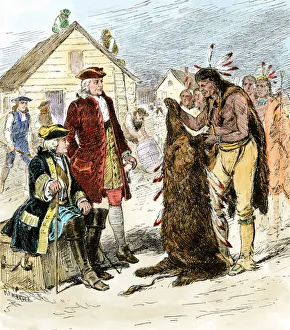 South Collection: Oglethorpe and Tomo-chichi becoming friends in colonial Georgia