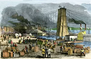 Busy Gallery: Ohio River at Cincinnati, Ohio, 1860s