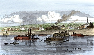 Barge Gallery: Ohio River at New Albany, Indiana, 1870s