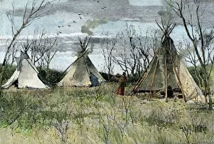 Great Plains Collection: Omaha Indian village of tipis