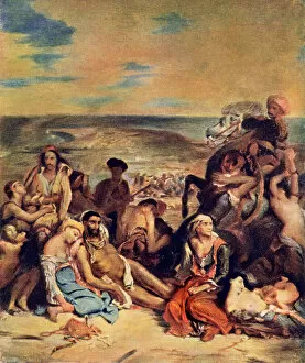 Muslim Collection: Ottoman Turk massacre of Greeks at Chios, 1822