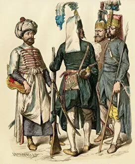Mideast history Collection: Ottoman Turk soldiers, early 1700s