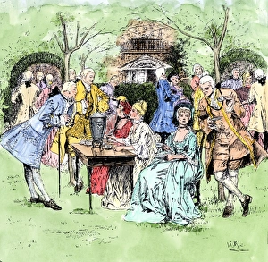 Gentleman Prints: Outdoor tea party in colonial New England
