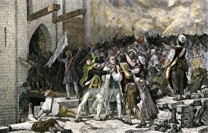French History Prints: Parisians liberating prisoners after storming the Bastille during the French
