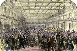 Government:politics Gallery: Passage of the 13th Amendment ending slavery, 1865