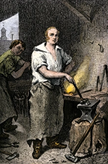 Manual Prints: Pat Lyon, blacksmith, at the forge