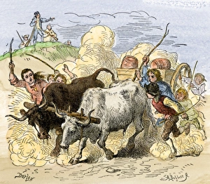 Minute Man Gallery: Patriots moving ammunition before the British arrive in Concord, 1775