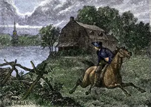 Paul Revere seeing two lights in the Old North Church steeple