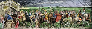 Horse Back Prints: Pilgrims embarking on their journey in Chaucers Canterbury Tales