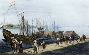 Plymouth Colony Gallery: Pilgrims leaving Delfthaven, 1620