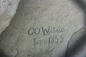 Carving Collection: Pioneer name in Register Rock on the Oregon Trail, 1855