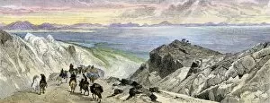 Latter Day Saints Gallery: Pioneers approaching the Great Salt Lake, Utah
