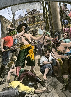 Liquor Gallery: Pirates celebrating aboard ship