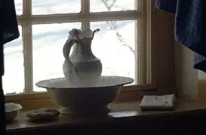 Pitcher and basin in General Washingtons bedroom at Valley Forge winter camp