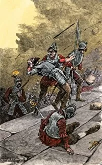 South America Gallery: Pizarro capturing Inca stronghold in Peru, 1533