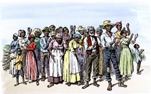 North Carolina Gallery: Plantation slaves singing and clapping