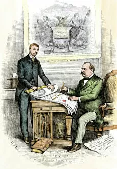 Cartoon Gallery: Police Commissioner Roosevelt and NY Governor Cleveland, 1884