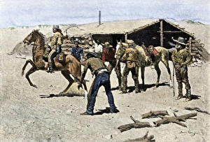 Wyoming Prints: Pony Express rider changing horses