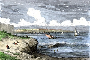 World Places:historical View Prints: Port of Cadiz, Spain, seen from the Atlantic Ocean