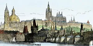 Bridge Gallery: Prague on the Vltava River, 1800s