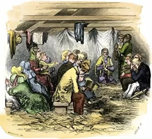Christian Gallery: Prayer meeting in a tent, 1850s