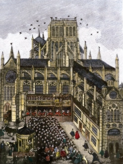 Britain Prints: Preaching before King James I at Pauls Cross