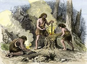 Cave Men Gallery: Prehistoric use of friction to make fire