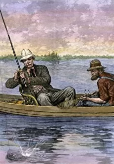 Chester Arthur Gallery: President Arthur fishing on a remote lake